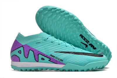 Nike Air Zoom Mercurial Vapor 15 Elite TF Low-Tops Soccer Shoes - Turquoise/Black/White/Purple