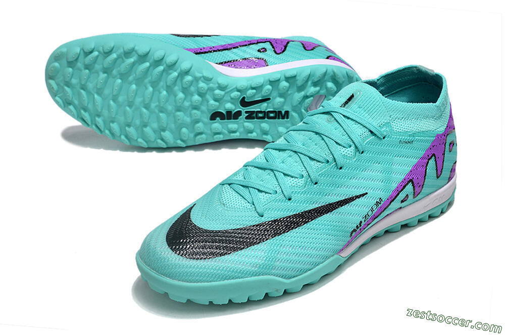 Nike Air Zoom Mercurial Vapor 15 Elite TF Low-Tops Soccer Shoes - Turquoise/Black/White/Purple 3