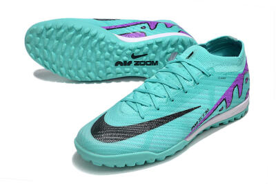 Nike Air Zoom Mercurial Vapor 15 Elite TF Low-Tops Soccer Shoes - Turquoise/Black/White/Purple