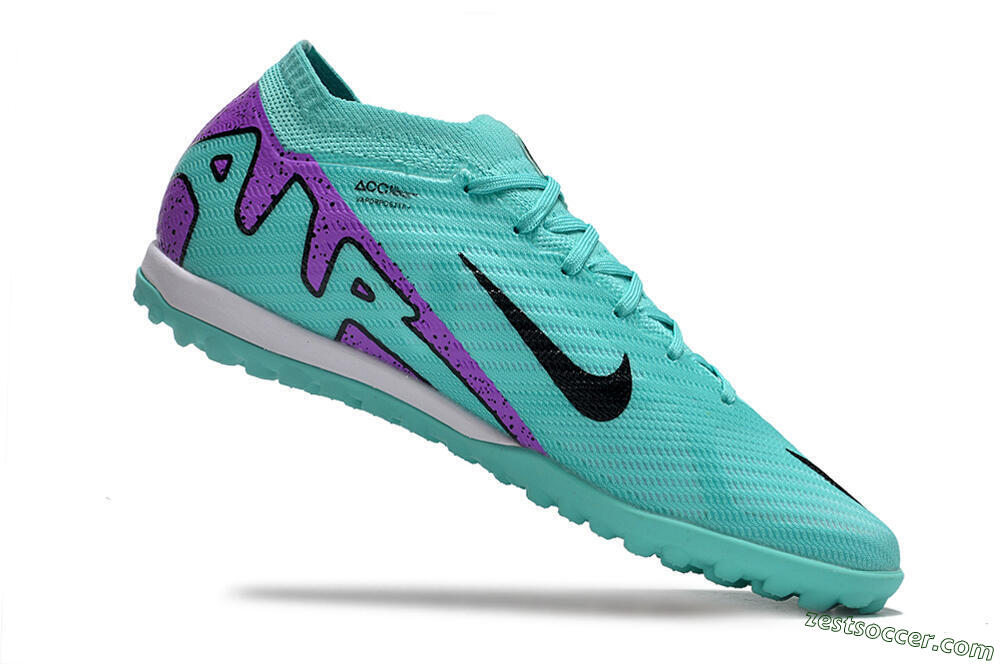 Nike Air Zoom Mercurial Vapor 15 Elite TF Low-Tops Soccer Shoes - Turquoise/Black/White/Purple 7