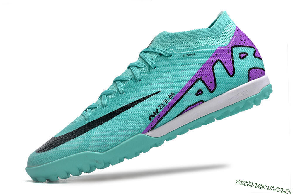 Nike Air Zoom Mercurial Vapor 15 Elite TF Low-Tops Soccer Shoes - Turquoise/Black/White/Purple 8