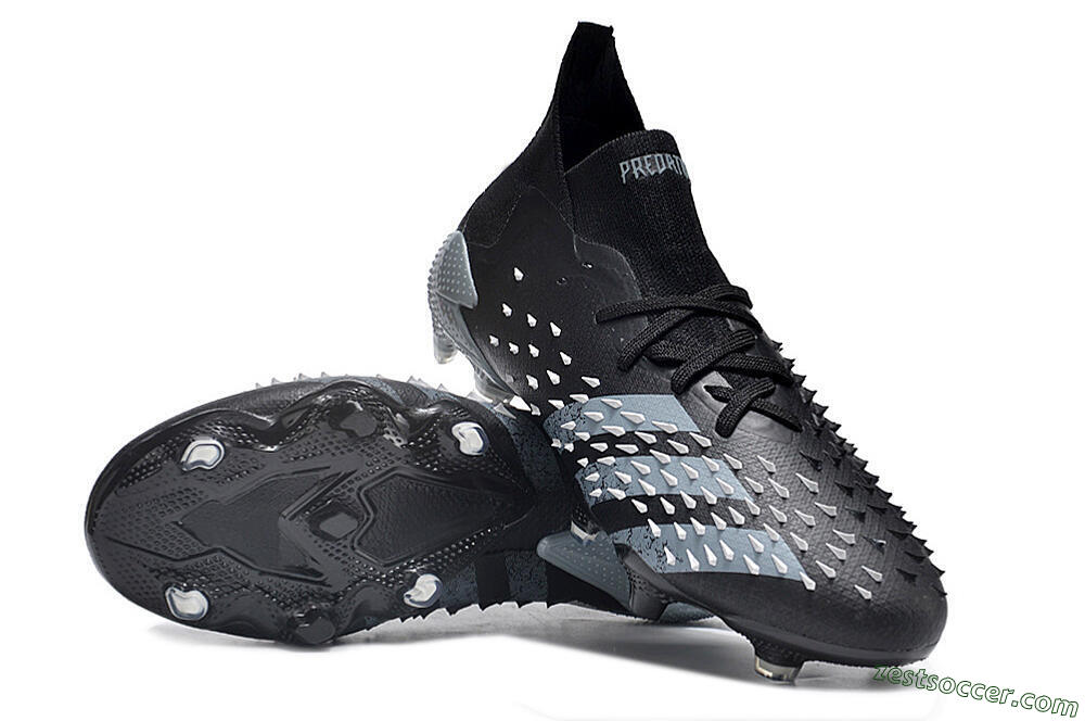 Adidas Predator Freak.1 FG Low-Tops Soccer Cleats - Black/White/Grey 3