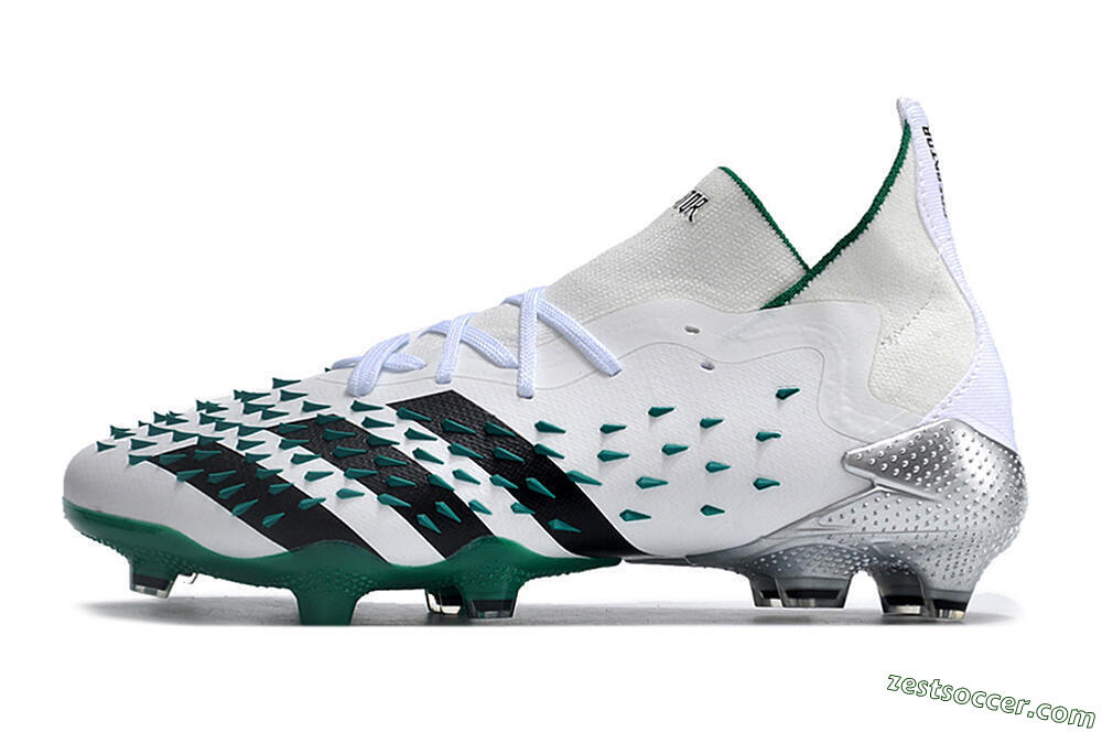 Adidas Predator Freak.1 FG Low-Tops Soccer Cleats - White/Green/Black 2