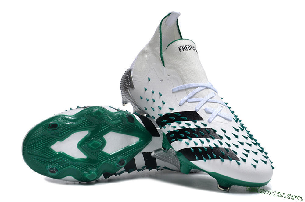 Adidas Predator Freak.1 FG Low-Tops Soccer Cleats - White/Green/Black 3