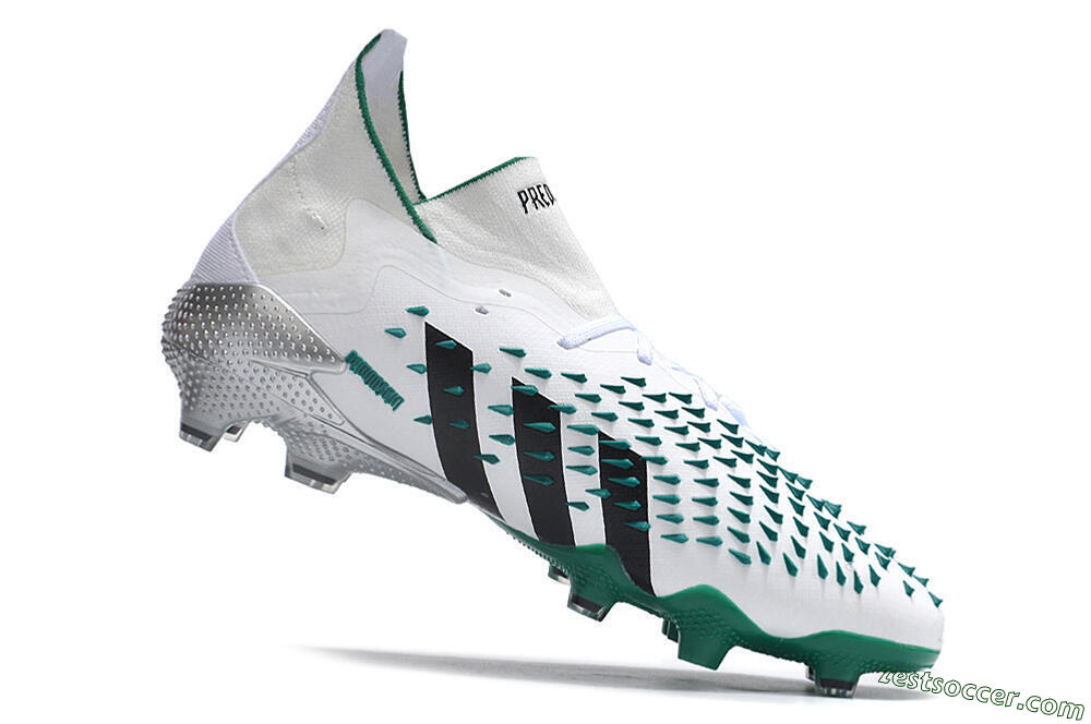 Adidas Predator Freak.1 FG Low-Tops Soccer Cleats - White/Green/Black 4