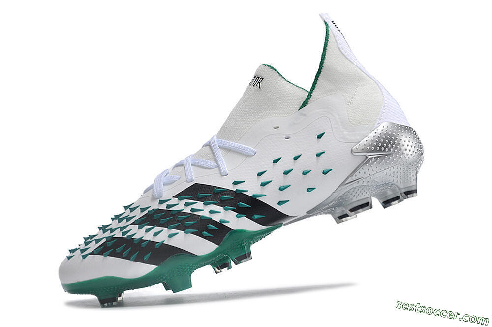Adidas Predator Freak.1 FG Low-Tops Soccer Cleats - White/Green/Black 5