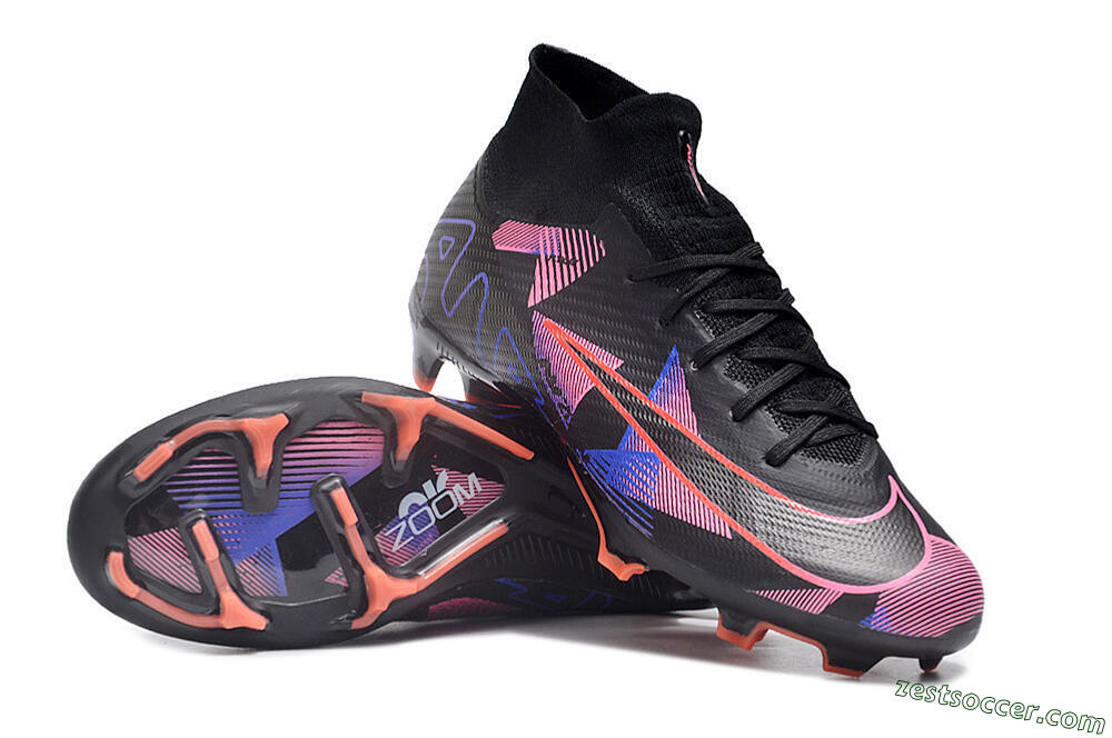 Nike Air Zoom Mercurial Superfly 9 Elite FG High-Tops Soccer Cleats - Black/Purple/Pink 3