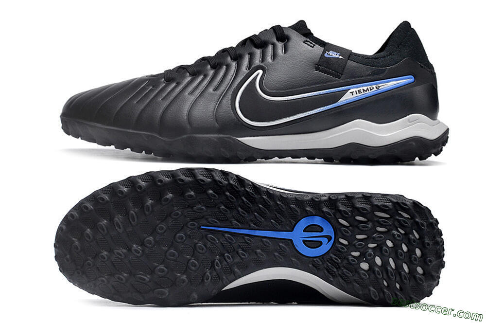NikeTiempo Legend 10 TF Low-Tops Soccer Shoes - Black/Blue/White 1