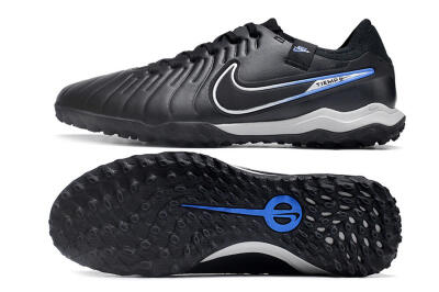 NikeTiempo Legend 10 TF Low-Tops Soccer Shoes - Black/Blue/White