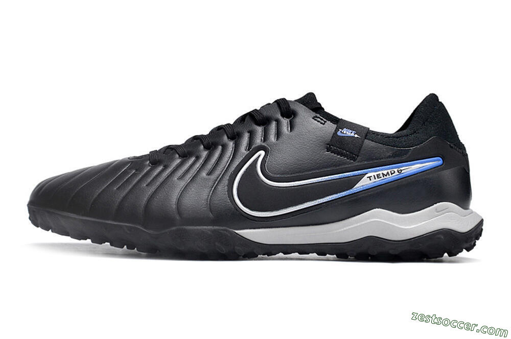 NikeTiempo Legend 10 TF Low-Tops Soccer Shoes - Black/Blue/White 2