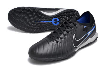 NikeTiempo Legend 10 TF Low-Tops Soccer Shoes - Black/Blue/White