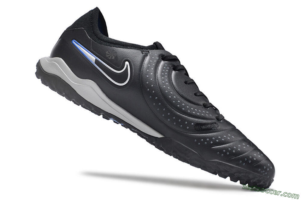 NikeTiempo Legend 10 TF Low-Tops Soccer Shoes - Black/Blue/White 4