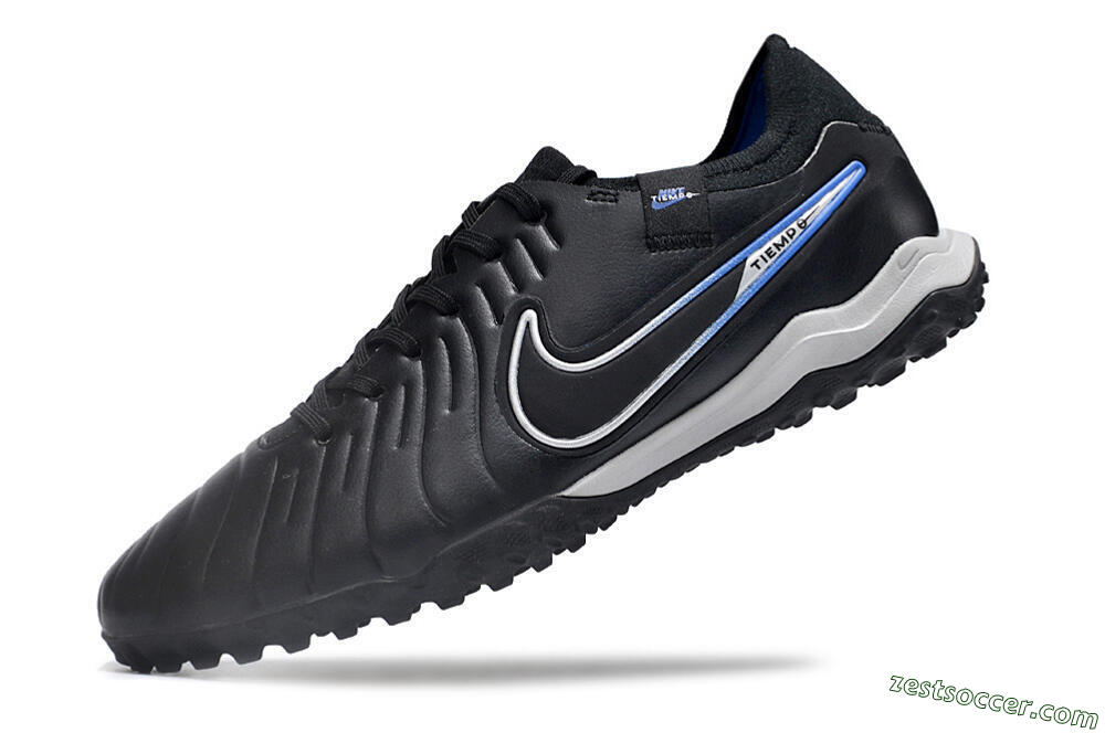 NikeTiempo Legend 10 TF Low-Tops Soccer Shoes - Black/Blue/White 5