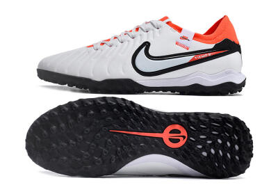 NikeTiempo Legend 10 TF Low-Tops Soccer Shoes - White/Black/Orange