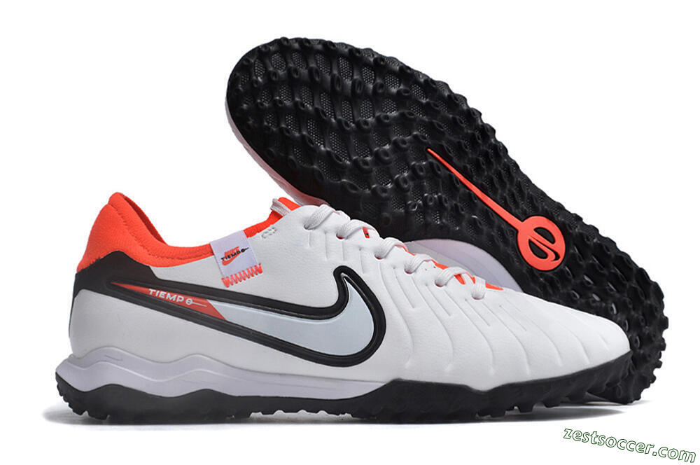 NikeTiempo Legend 10 TF Low-Tops Soccer Shoes - White/Black/Orange 0