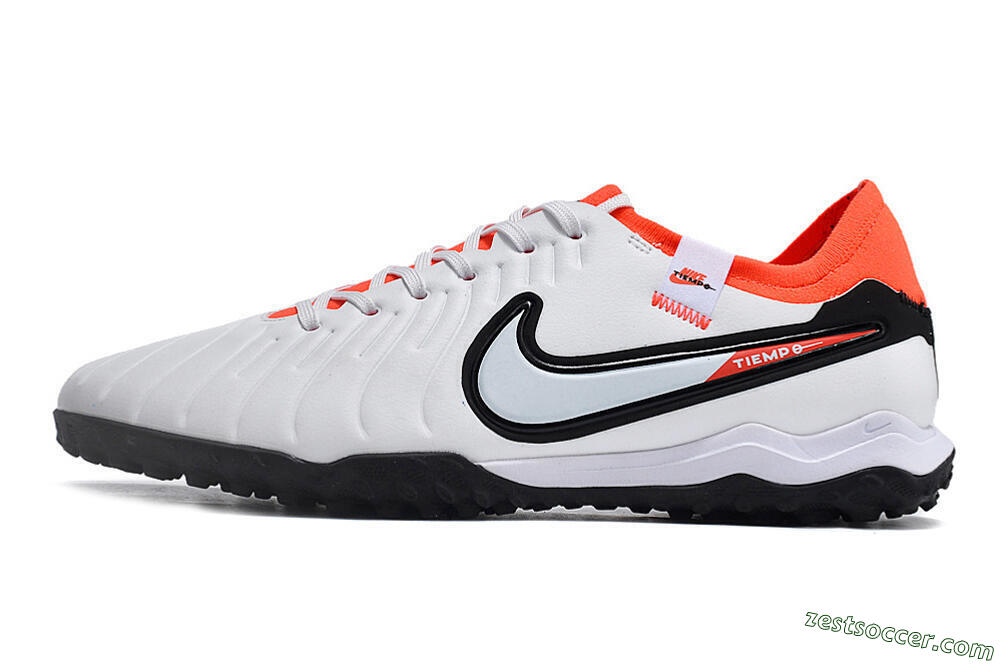 NikeTiempo Legend 10 TF Low-Tops Soccer Shoes - White/Black/Orange 2