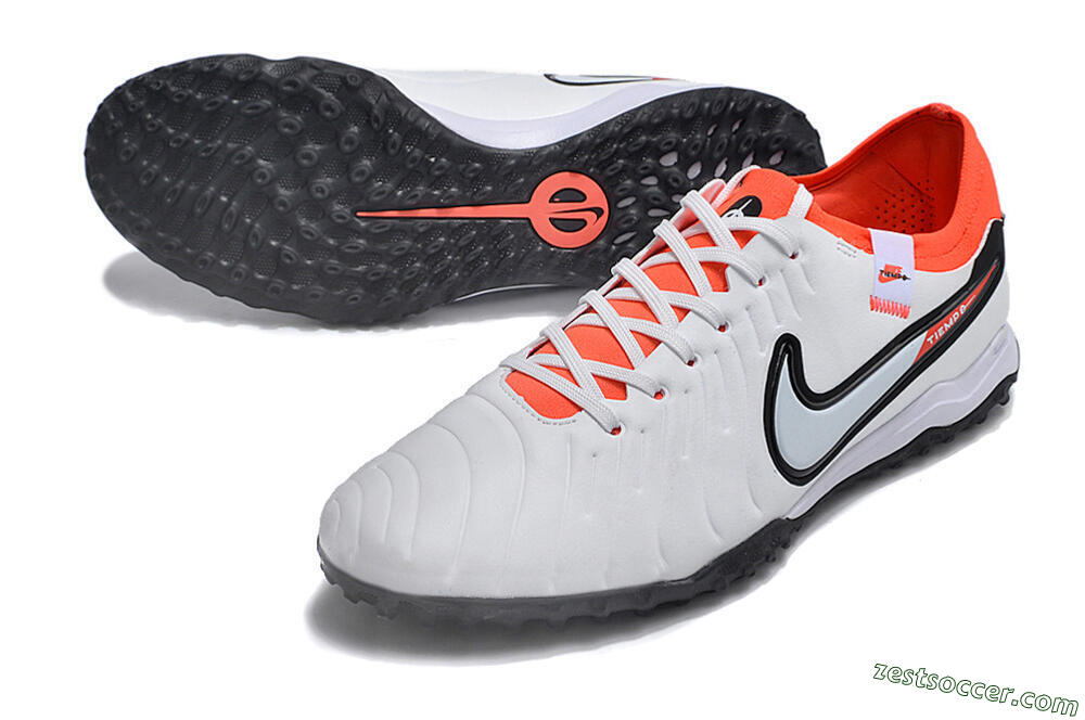 NikeTiempo Legend 10 TF Low-Tops Soccer Shoes - White/Black/Orange 3