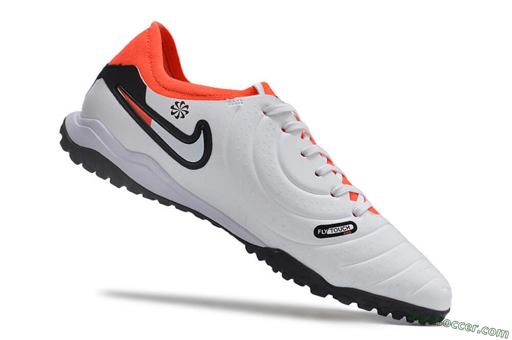NikeTiempo Legend 10 TF Low-Tops Soccer Shoes - White/Black/Orange 4