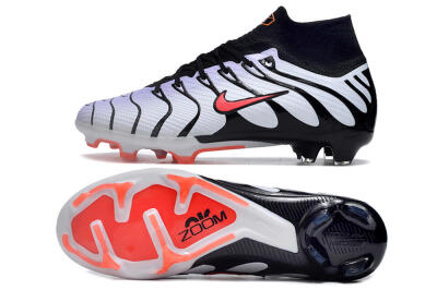 Nike Air Zoom Mercurial Superfly 9 Elite FG High-Tops Soccer Cleats - White/Black/Red