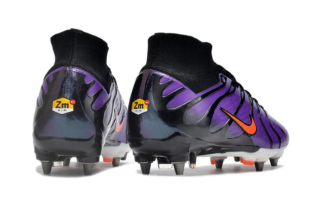 Nike Air Zoom Mercurial Superfly 9 Elite SG High-Tops Soccer Cleats - Purple/Black/Orange 6