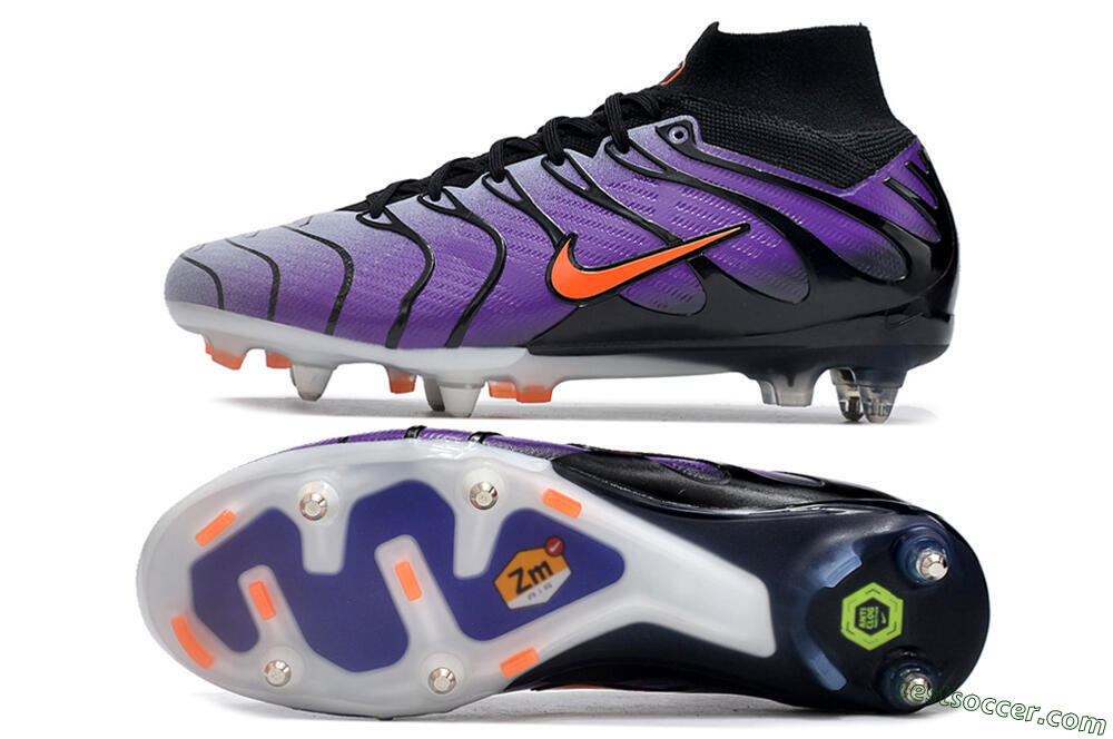 Nike Air Zoom Mercurial Superfly 9 Elite SG High-Tops Soccer Cleats - Purple/Black/Orange 1