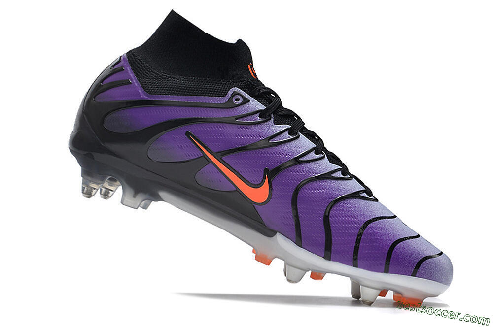Nike Air Zoom Mercurial Superfly 9 Elite SG High-Tops Soccer Cleats - Purple/Black/Orange 4