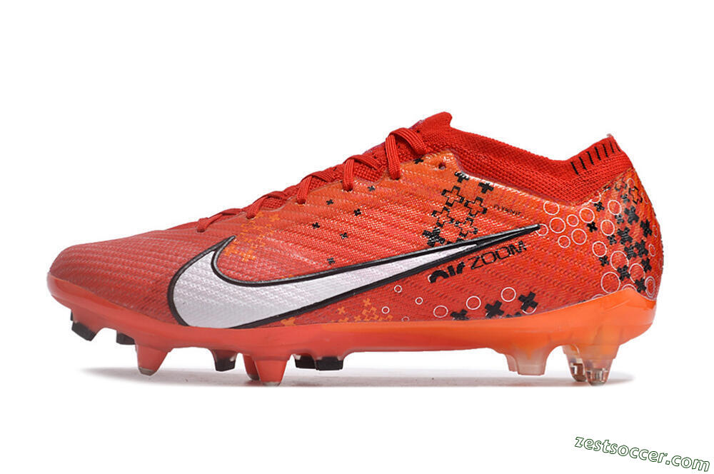 Nike Air Zoom Mercurial Vapor 15 Elite SG Low-Tops Soccer Cleats - Red/White/Black 2