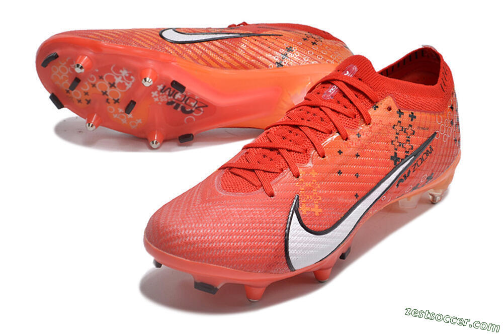 Nike Air Zoom Mercurial Vapor 15 Elite SG Low-Tops Soccer Cleats - Red/White/Black 3