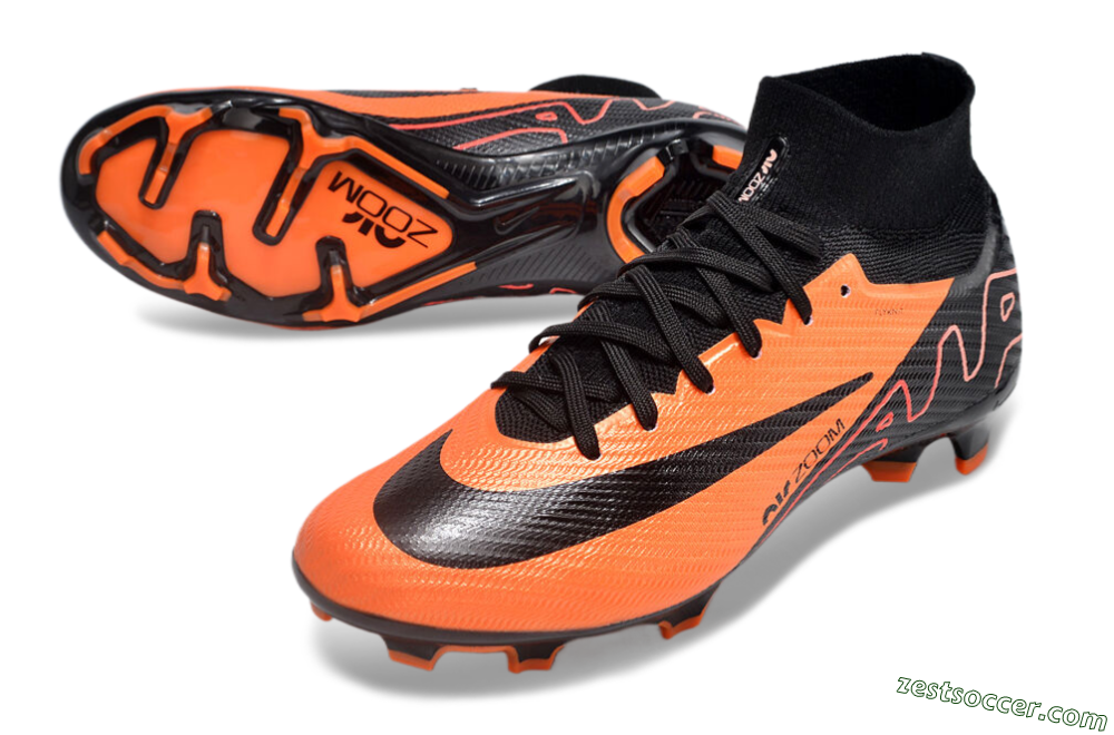 Nike Air Zoom Mercurial Superfly 9 Elite FG High-Tops Soccer Cleats - Orange/Black 3
