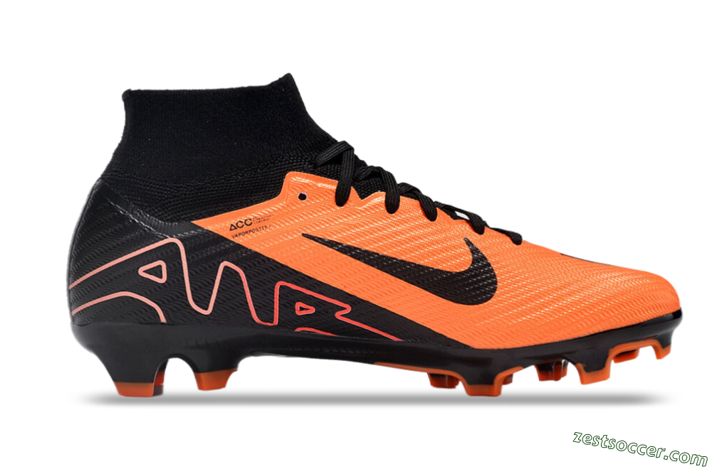 Nike Air Zoom Mercurial Superfly 9 Elite FG High-Tops Soccer Cleats - Orange/Black 5