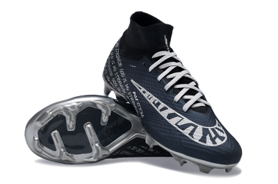 Nike Air Zoom Mercurial Superfly 9 Elite FG High-Tops Soccer Cleats - Blue/Black/Silver