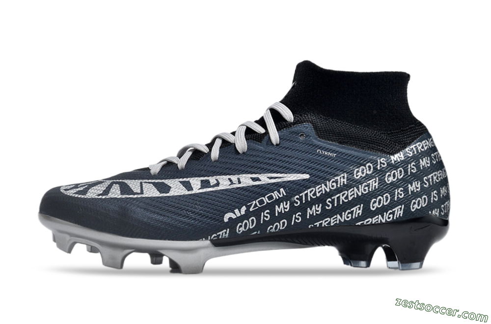 Nike Air Zoom Mercurial Superfly 9 Elite FG High-Tops Soccer Cleats - Blue/Black/Silver 2