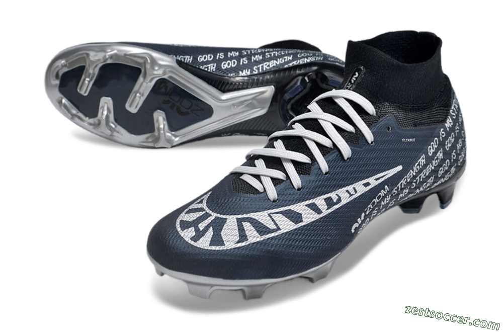 Nike Air Zoom Mercurial Superfly 9 Elite FG High-Tops Soccer Cleats - Blue/Black/Silver 3