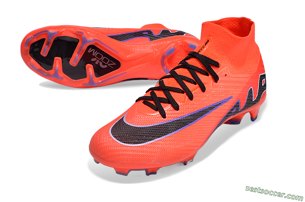 Nike Air Zoom Mercurial Superfly 9 Elite FG High-Tops Soccer Cleats - Red/Black/Purple 3