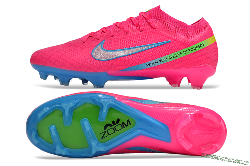 Nike Air Zoom Mercurial Vapor 15 Elite FG Low-Tops Soccer Cleats - Pink/Silver/Blue 1