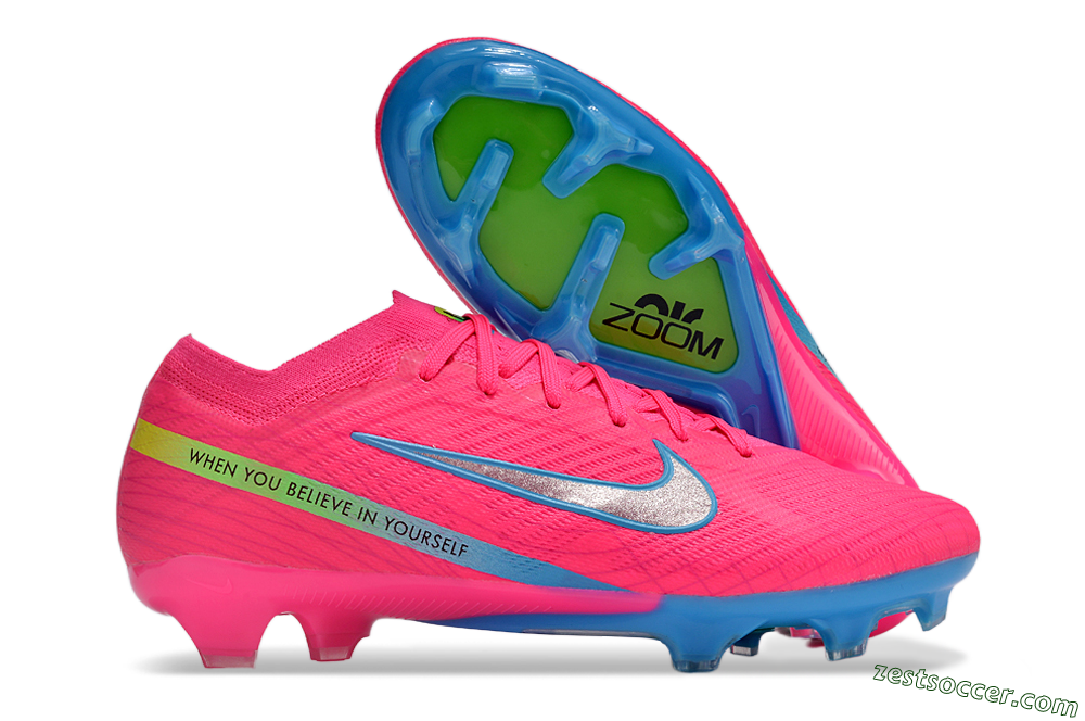 Nike Air Zoom Mercurial Vapor 15 Elite FG Low-Tops Soccer Cleats - Pink/Silver/Blue 0