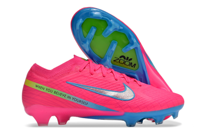 Nike Air Zoom Mercurial Vapor 15 Elite FG Low-Tops Soccer Cleats - Pink/Silver/Blue