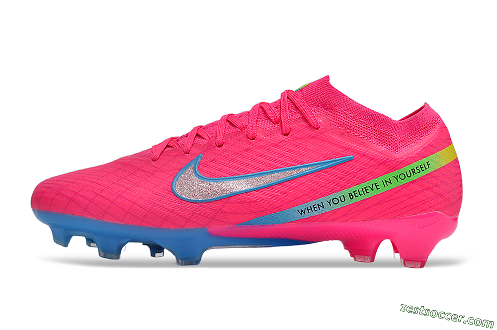 Nike Air Zoom Mercurial Vapor 15 Elite FG Low-Tops Soccer Cleats - Pink/Silver/Blue 2