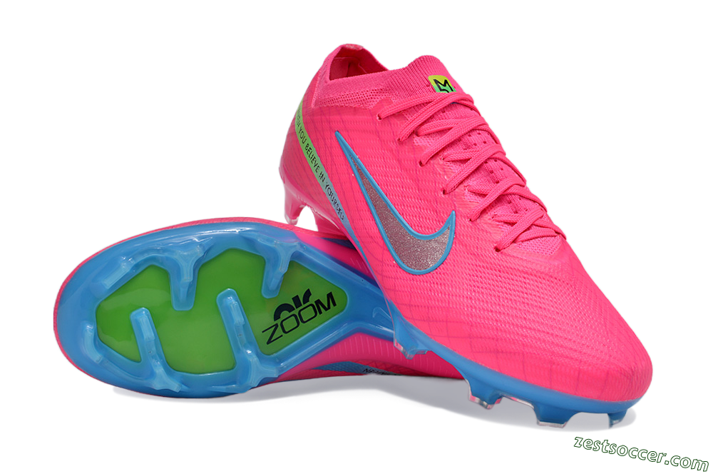 Nike Air Zoom Mercurial Vapor 15 Elite FG Low-Tops Soccer Cleats - Pink/Silver/Blue 3