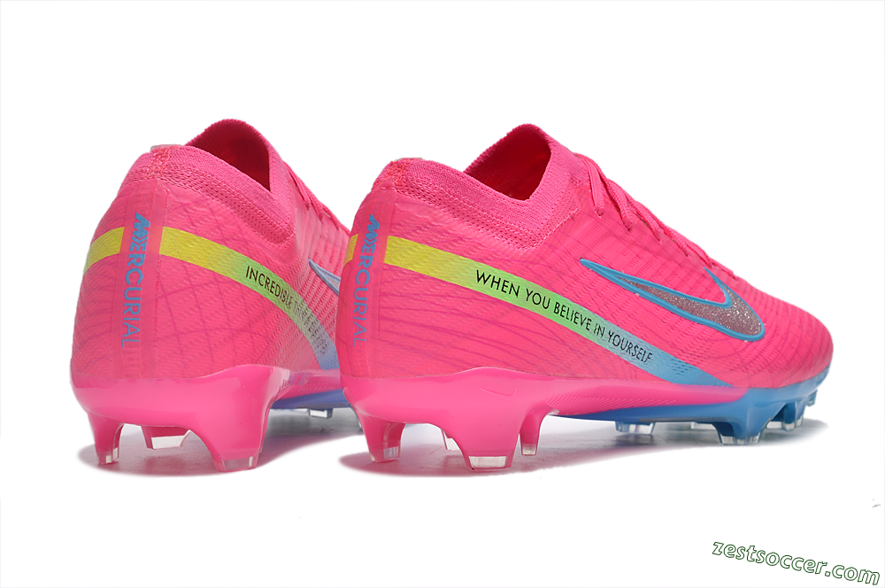 Nike Air Zoom Mercurial Vapor 15 Elite FG Low-Tops Soccer Cleats - Pink/Silver/Blue 6