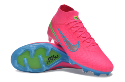 Nike Air Zoom Mercurial Superfly 9 Elite FG High-Tops Soccer Cleats - Pink/Silver/Blue