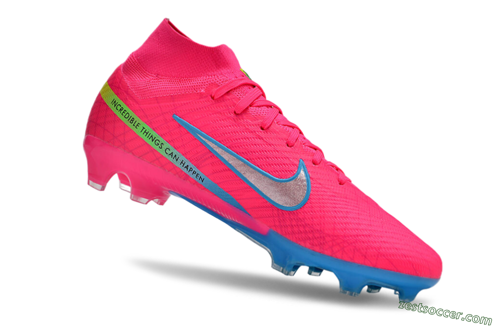 Nike Air Zoom Mercurial Superfly 9 Elite FG High-Tops Soccer Cleats - Pink/Silver/Blue 4