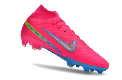 Nike Air Zoom Mercurial Superfly 9 Elite FG High-Tops Soccer Cleats - Pink/Silver/Blue