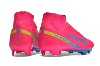 Nike Air Zoom Mercurial Superfly 9 Elite FG High-Tops Soccer Cleats - Pink/Silver/Blue