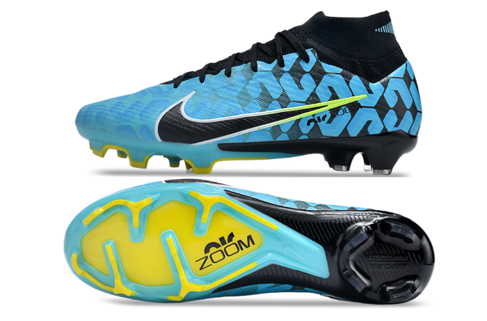 Nike Air Zoom Mercurial Superfly 9 Elite FG High-Tops Soccer Cleats - Blue/Black/White/Green 1