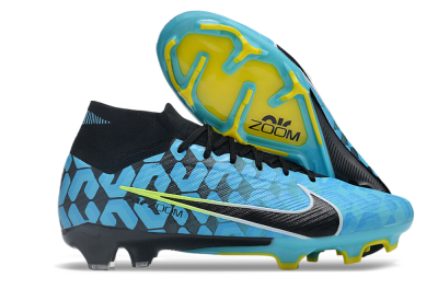 Nike Air Zoom Mercurial Superfly 9 Elite FG High-Tops Soccer Cleats - Blue/Black/White/Green