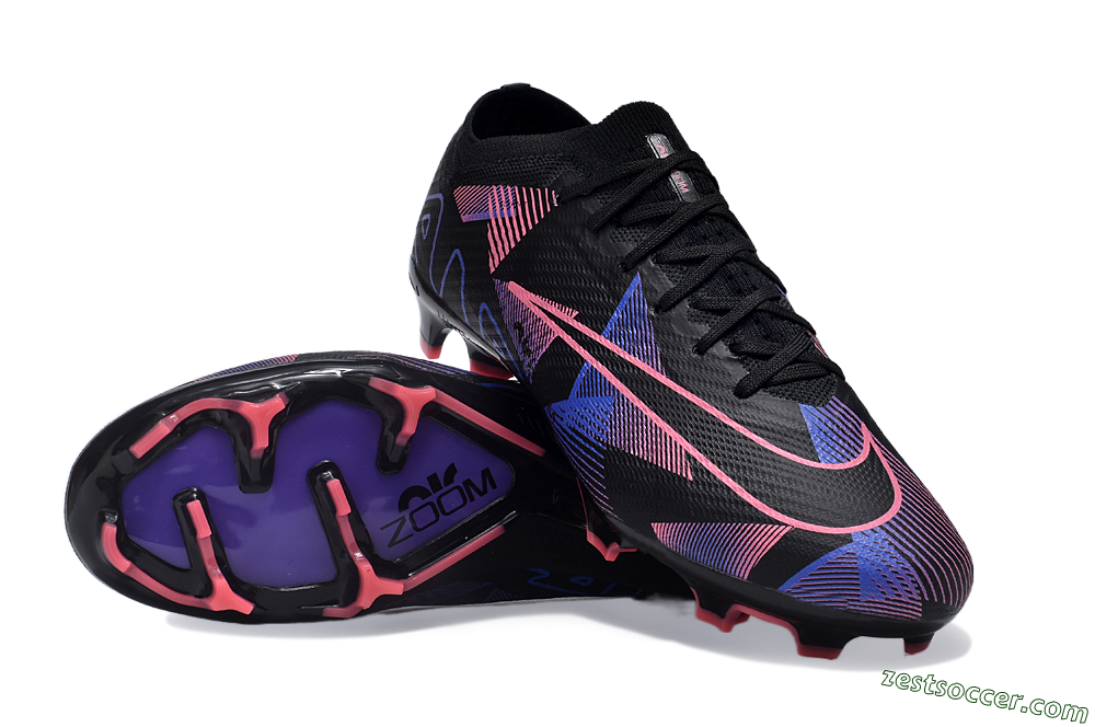 Nike Air Zoom Mercurial Vapor 15 Elite FG Low-Tops Soccer Cleats - Black/Purple/Pink 3
