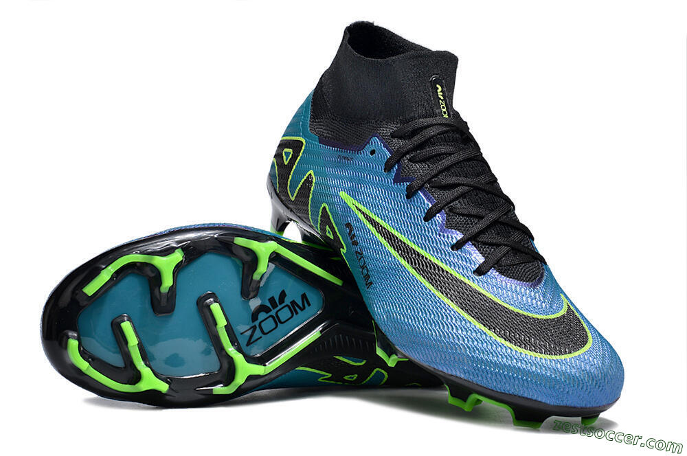 Nike Air Zoom Mercurial Superfly 9 Elite FG High-Tops Soccer Cleats - Blue/Black/Yellow 1