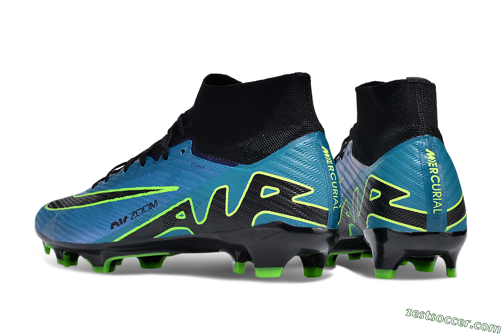 Nike Air Zoom Mercurial Superfly 9 Elite FG High-Tops Soccer Cleats - Blue/Black/Yellow 5