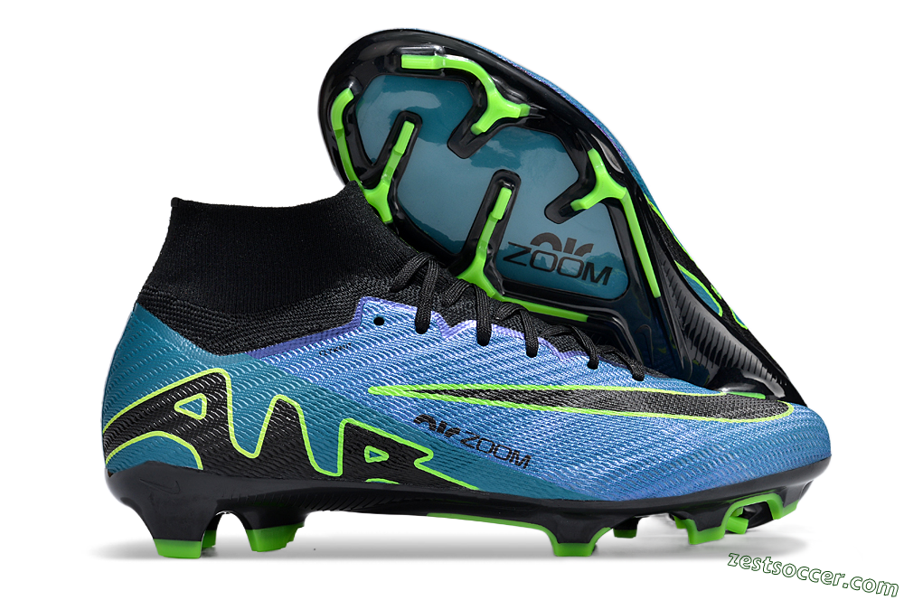 Nike Air Zoom Mercurial Superfly 9 Elite FG High-Tops Soccer Cleats - Blue/Black/Yellow 0